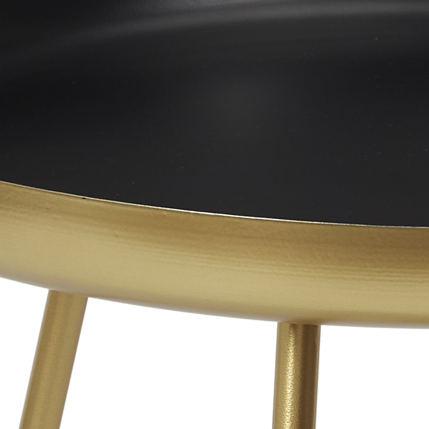 Table D Appoint Plateau Rond Noir Et Dore