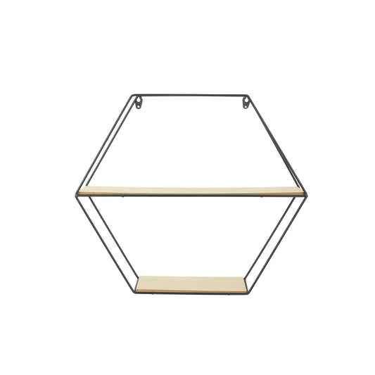 Etagere Bois Metal Hexagonale 46X10X40Cm
