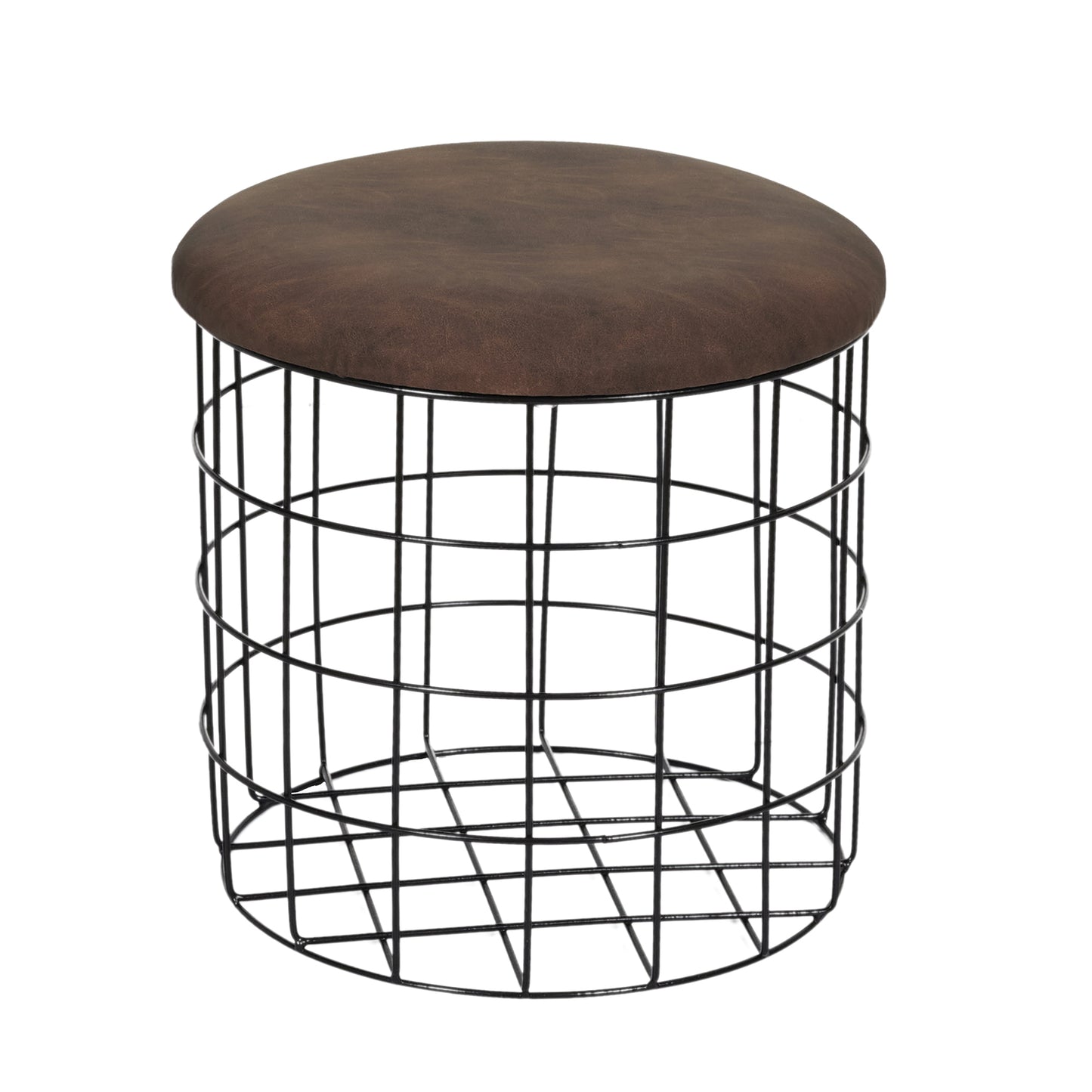 Pouf Gigogne Pu Marron X2