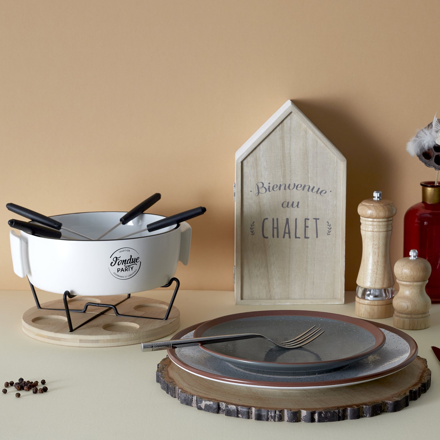 Service A Fondue Chauffe Plat Et Pique X4
