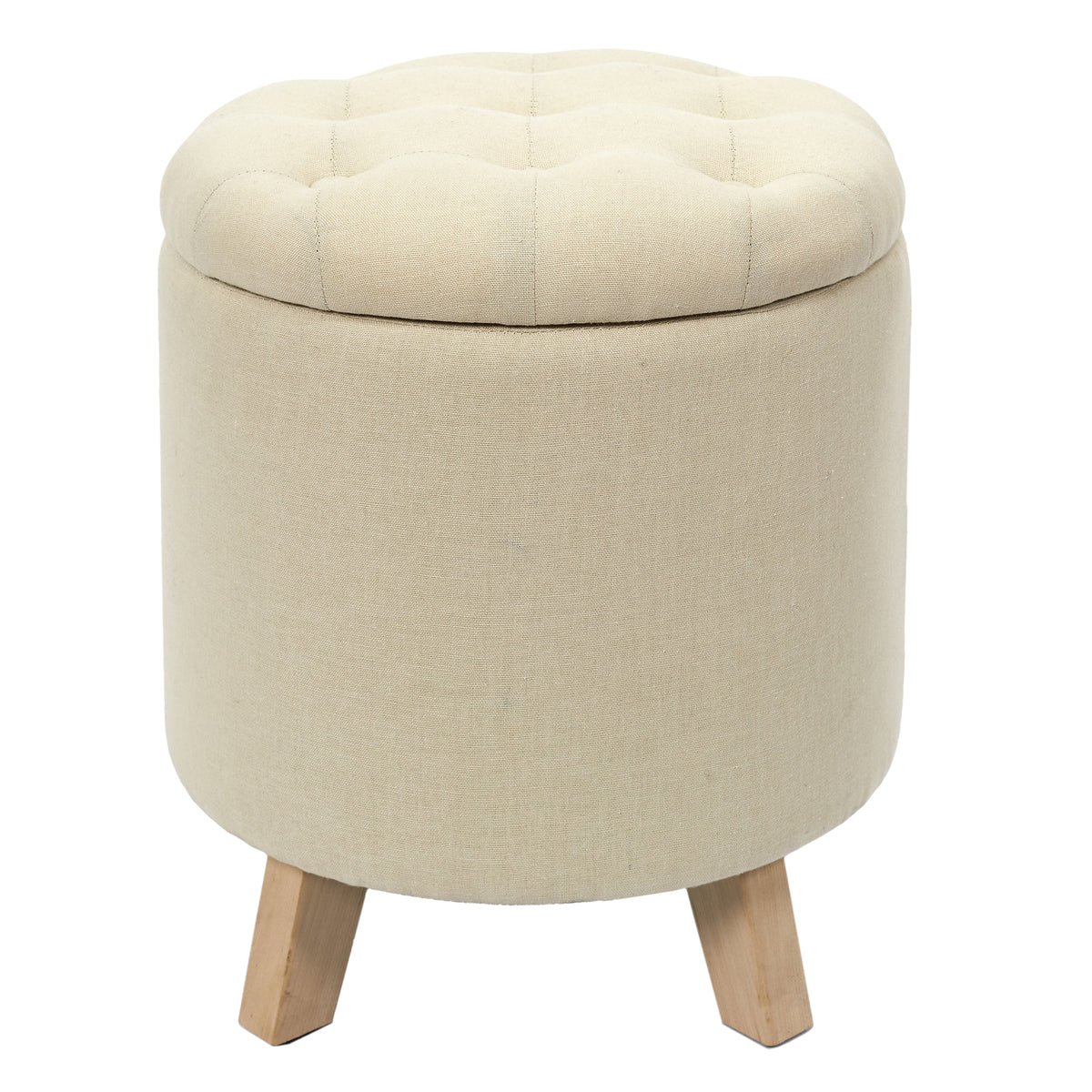 Coffre Pouf Rond Eleonor Beige